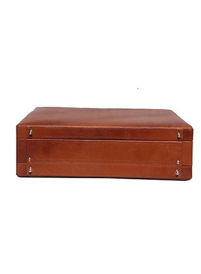 OBANI Genuine Leather Expandable Briefcase Tan. Dimensions: 18" x 4" x 12.50" (L x W x H) - Image 4