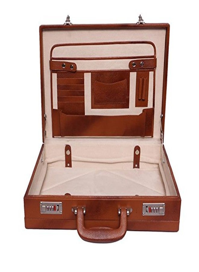 OBANI Genuine Leather Expandable Briefcase Tan. Dimensions: 18" x 4" x 12.50" (L x W x H) - Image 3