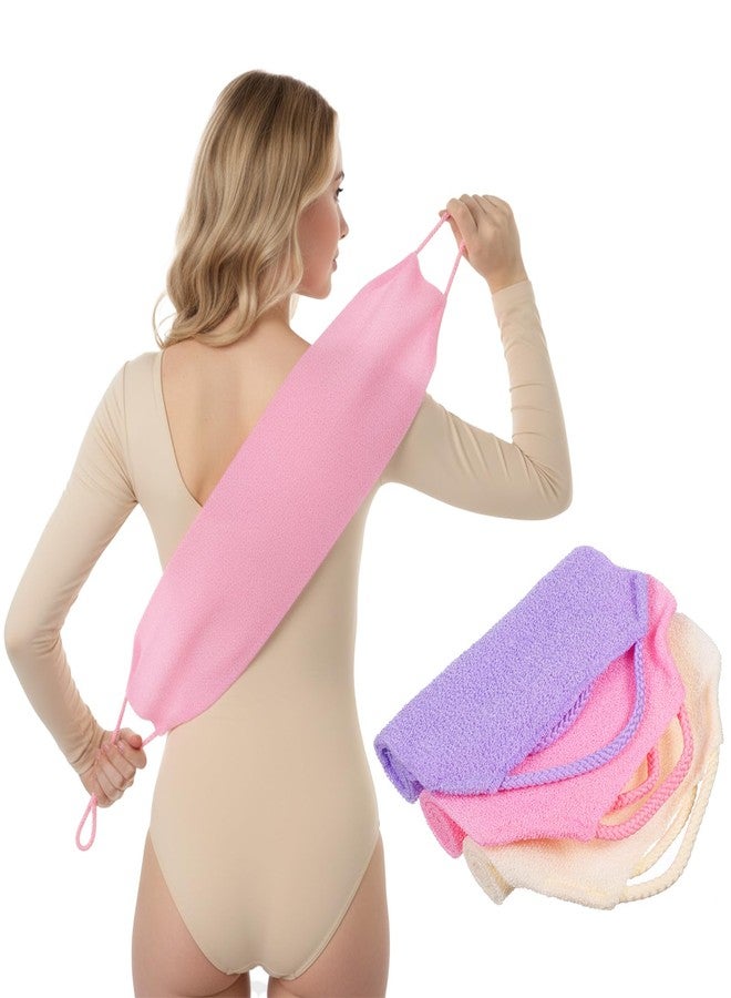 Ajcotahm 3 Pcs Exfoliating Back Scrubber for Shower, Double-Sided Shower Towel with Handles Extended Length Stretchable Exfoliating Body Scrub Washcloth for Women Men - Image 1