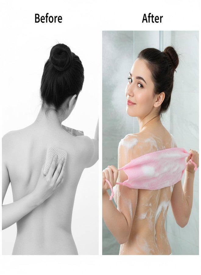 Ajcotahm 3 Pcs Exfoliating Back Scrubber for Shower, Double-Sided Shower Towel with Handles Extended Length Stretchable Exfoliating Body Scrub Washcloth for Women Men - Image 4