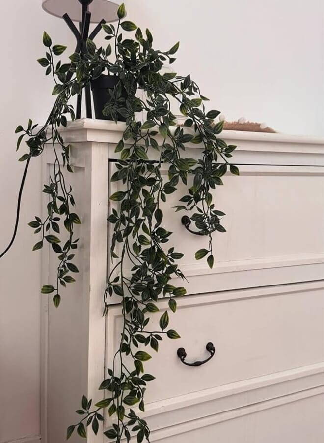 Artificial Hanging Plant Trailing Greenery Waterfall Design with 9cm Decorative Pot 70cm Length for Indoor Outdoor Home Office Wall Hanging Accents