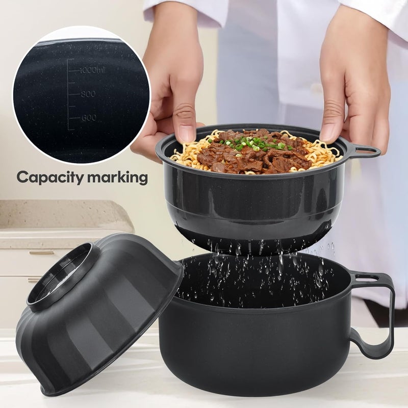 Ronanemon Large Ramen Bowl, Ramen Noodle Bowls Microwavable, Ramen Cooker with strainer,, Microwave Pasta Cooker, Ramen Bowl Microwave Gift for College Boys Girls Male Female Dorm Room Essentials Instant Lunch - Image 2