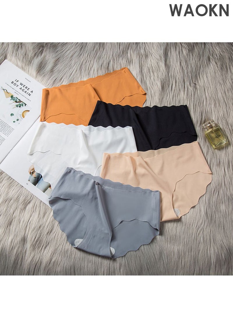 WAOKN 5 Pack Women’s Seamless Cheeky Hipster Underwear No Show Panties Invisibles Breathable Briefs Soft Stretch Bikini Lingerie Breathable and Non stuffy Fashion Anti-Chafing Stretch Cotton, Breathable Stretch Cotton Moisture-Wicking Underwear - Image 5