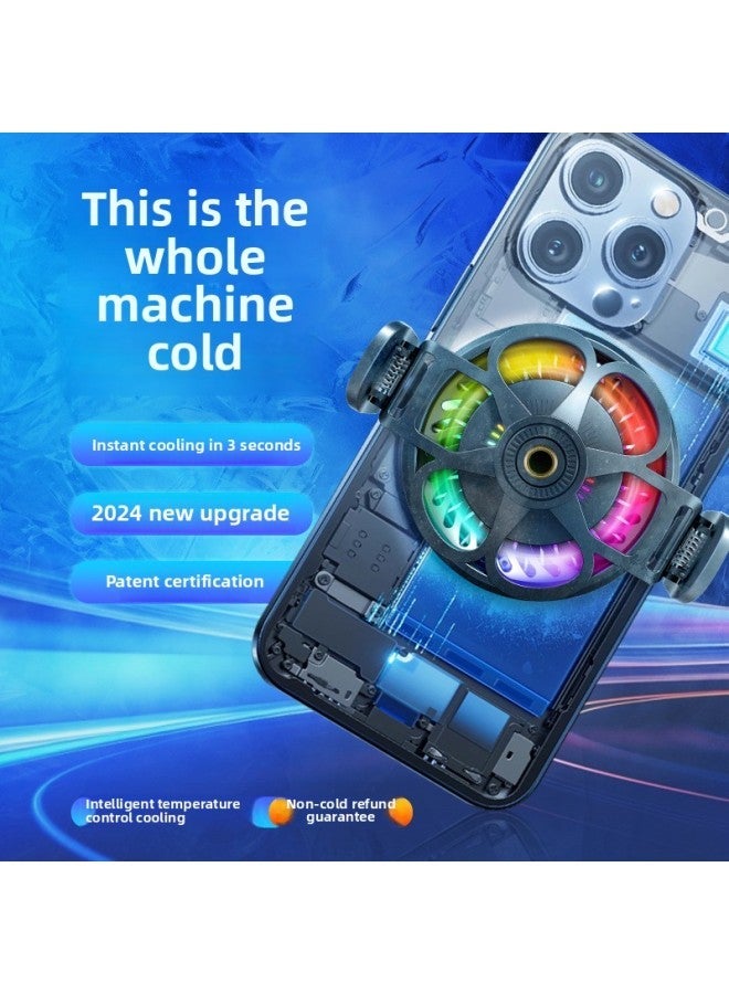 Cool G7 Mobile Phone Radiator Semiconductor Refrigeration RGB Lamp Magnetic Back Clip Game Live Cooling-Colour:G7 Colorful Edition - White (back + Air Cooling Lights) - Image 2