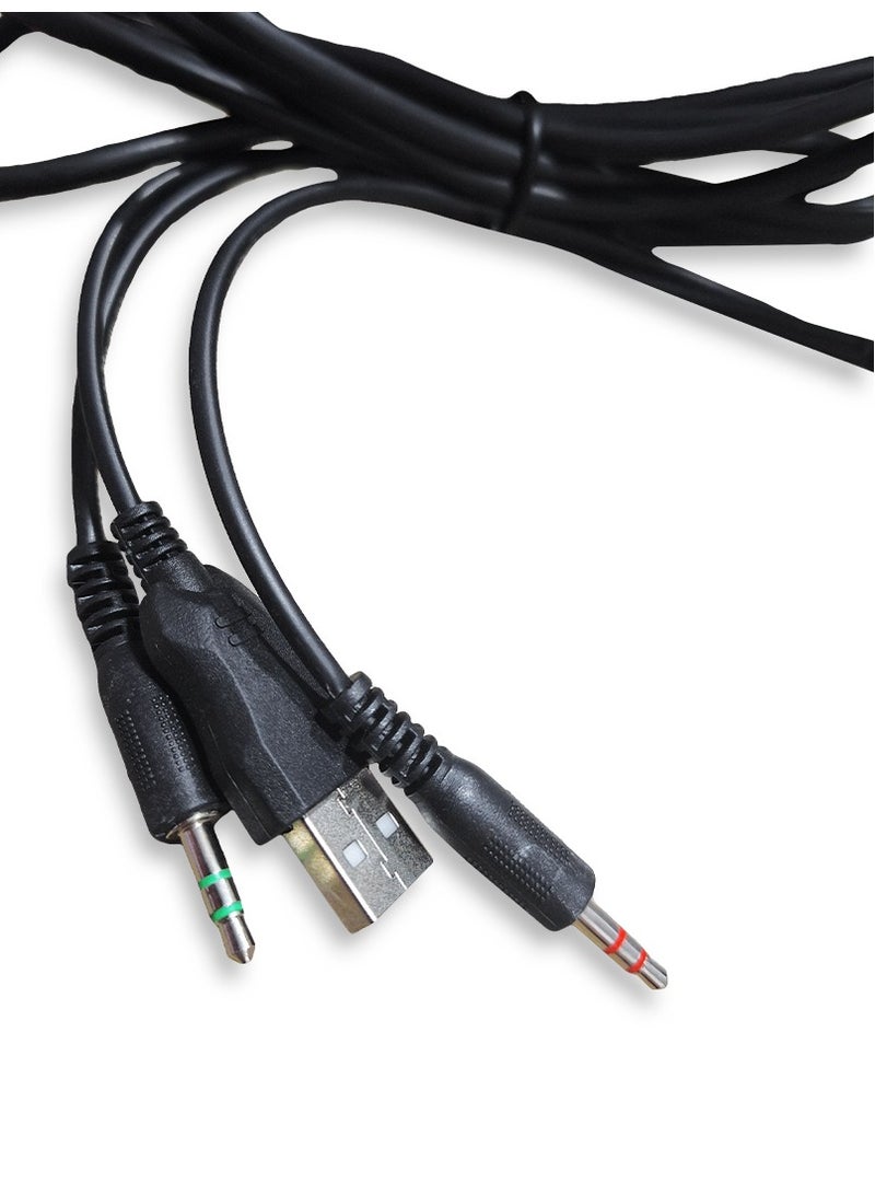 سماعة الألعاب السلكية GW501، سماعة ألعاب الكمبيوتر مع ميكروفون للكمبيوتر والهاتف المحمول، منفذ USB ومخرج مزدوج 3.5 مم للصوت ، سماعة الرأس التي يمكن أن تجلب لك ميزة الراحة القصوى، الصوت ممتع للغاية، كما أنها توفر جودة صوت ستيريو ومكالمات واضحة، ميكروفون طويل صلب مع حساسية عالية يضمن جودة الدردشة. - Image 3