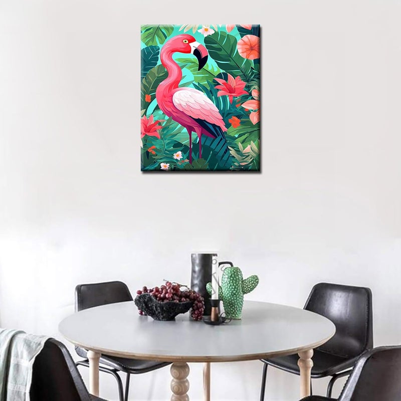 Tucocoo Pink Flamingo DIY Painting by Numbers Kits for Adults BeginnerLovely Flamingo Painting Art Paint by Number on Canvas Easy to Paint for Beginner for Home Decor Without Frame Spring Decor 16X20 - Image 2