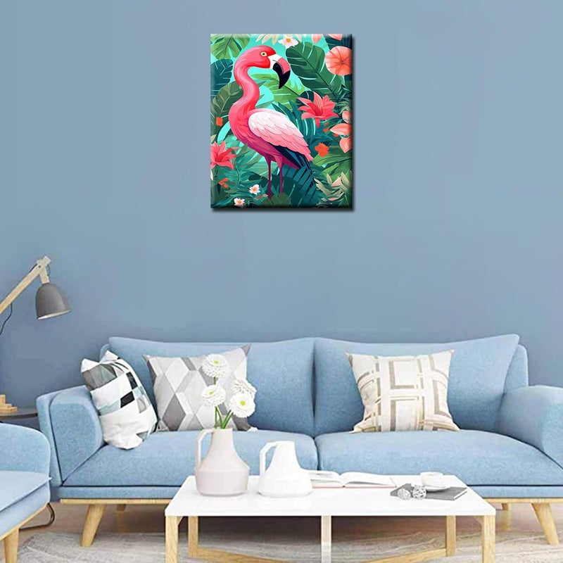 Tucocoo Pink Flamingo DIY Painting by Numbers Kits for Adults BeginnerLovely Flamingo Painting Art Paint by Number on Canvas Easy to Paint for Beginner for Home Decor Without Frame Spring Decor 16X20 - Image 3