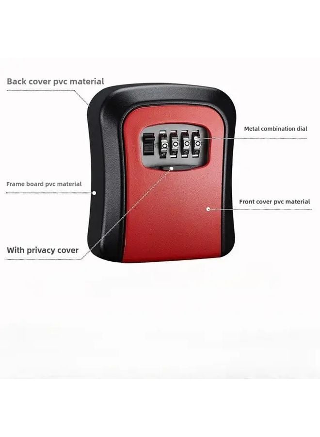 Red Heavy Duty Commercial Residential Key Lock Box Large Capacity 8 Key Safe - Image 1