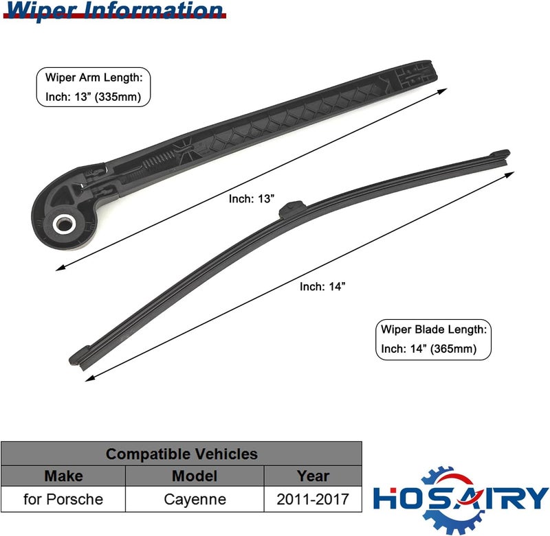 HOSAIRY مجموعة شفرة ذراع المساحات الخلفية HOSAIRY لسيارة بورش كايين - Image 2