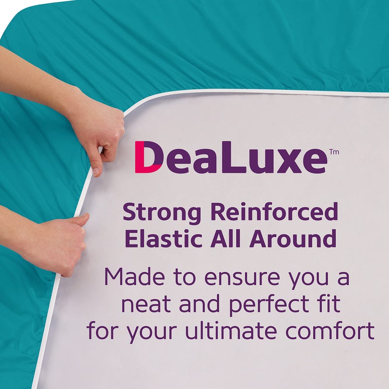 DeaLuxe Kids Twin Fitted Sheet Only - Real 16  Twin Deep Pocket Fitted Sheet Fit Perfectly 14 -18  Deep Mattress & Toppers - Lovely Twin Fitted Sheets - 1 Piece Fitted Bed Sheets - Fitted Sheet Twin Teal - Image 4