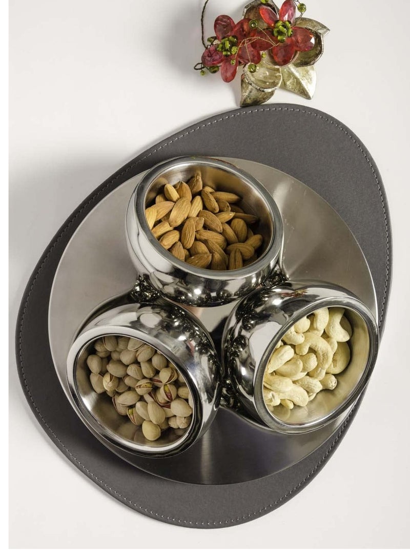 Ayda Stainless Steel Dry Fruit / Candy Bowls with Tray  - Image 2