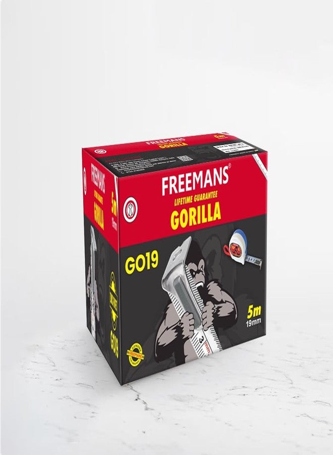 FREEMANS GORILLA 5m:19mm Steel Inchi Pocket Measuring Tape with Unbreakable ABS Case, Zinc Rivet And Belt Clip - Set of 10 Pieces - Image 2