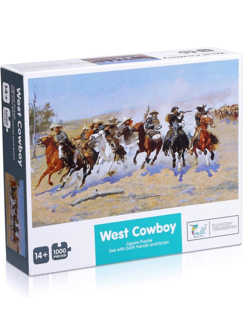 بازل تويز ألعاب أحجية الصور المقطوعة تساعد الأيدي: رعاة البقر الغربيين، للأطفال والعائلات، ألغاز ألغاز مثيرة للعقل - أكبر 29.5 بوصة × 19.6 بوصة - Image 1