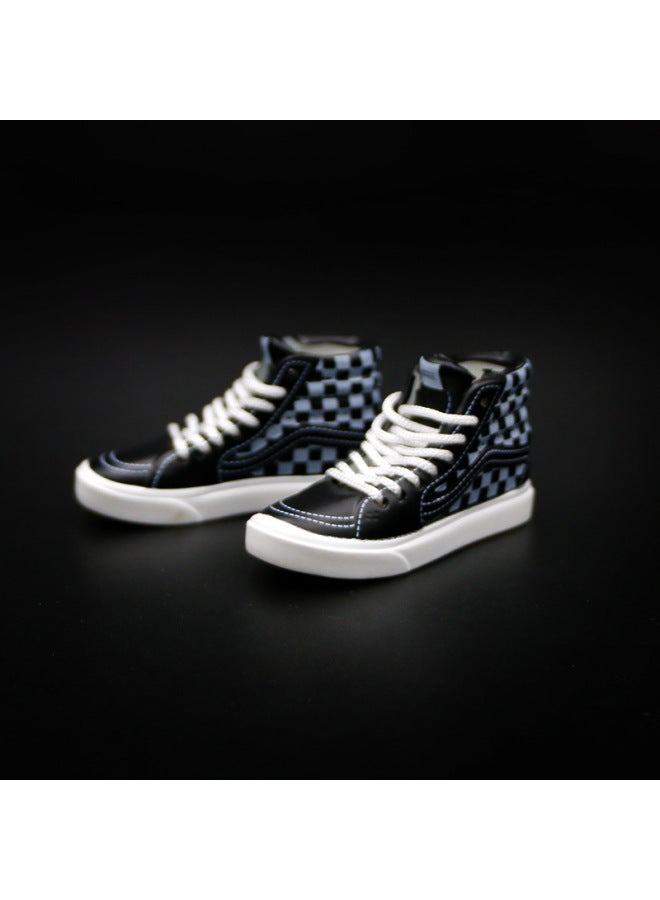 Mini Classic Canvas Shoes Model Skateboard Shoes Toy Retro 3D Mini Fashion Shoes Car Ornaments-Color:V High-top Black Chessboard - Image 1