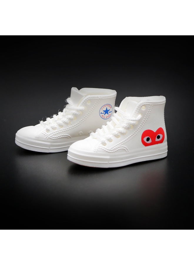 Mini Classic Canvas Shoes Model Skateboard Shoes Toy Retro 3D Mini Fashion Shoes Car Ornaments-Color:V High-top Black Chessboard - Image 2