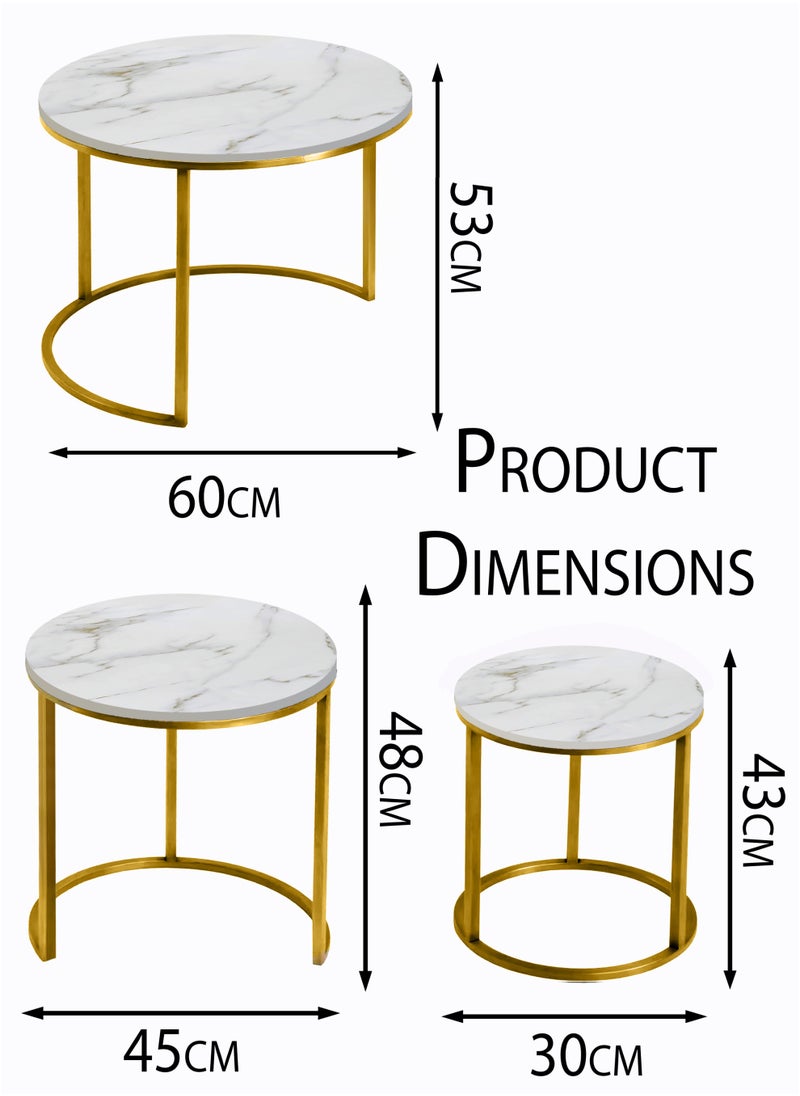 3 Pieces Round Nesting Side Table Set Minimalist Coffee Tables Wood Top Accent Tables Industrial End Tables For Home Office Living Room Hall And Small Spaces Sofa Centre Teapoy Table