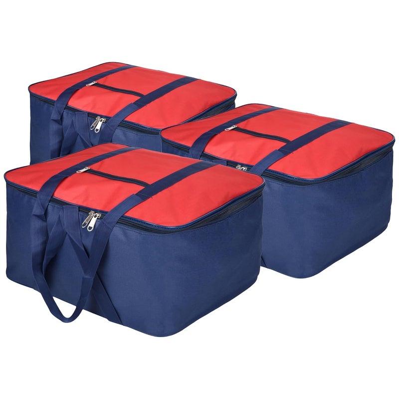 Urbane Home Urbane Home Pack of 3 UnderBed Storage Bags for Clothes Winter Wrap up Storage Cover for Bedding Blanket Bedsheet Organizer Red Blue - Image 1