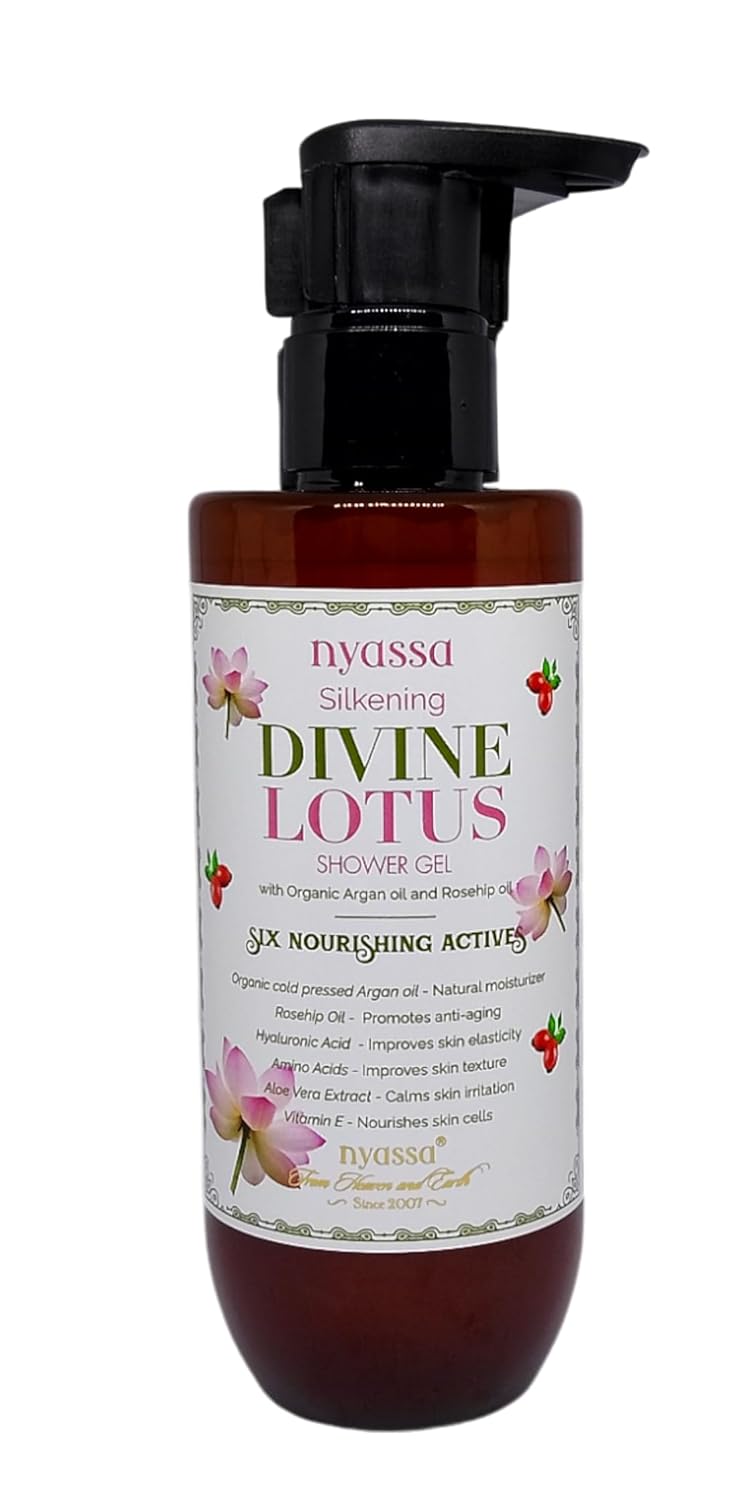 Nyassa Nyassa Silkening Divine Lotus Shower Gel With 6 Nourishing Actives 210ml Floral fragrance Body Wash  100 Vegan and No Paraben Sulphate  Cruelty Free  Premium Long Lasting Fragrance  210 ml - Image 1