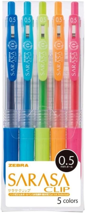 Zebra Technologies مجموعة أقلام حبر جل ZEBRA Sarasa Clip 0.5 مم - 5 ألوان زاهية - Image 1