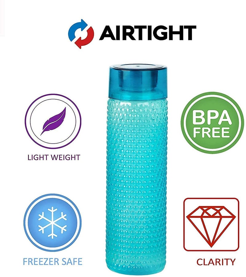 ATEVON Polyethylene Designer Water Bottles - Bubble Shape, Lightweight, Leak Proof, Unbreakable For School, Office, Home (Pack Of 3, Red, Green, Blue), 1000 ML - Image 5