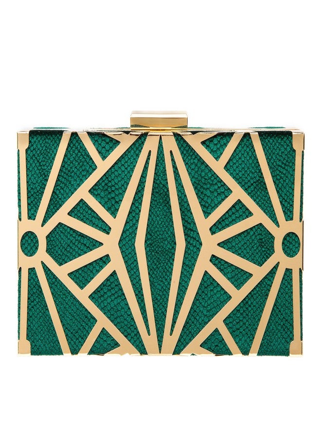 CARIEDO Women Evening Bag Elegant Clutch Purse Exquisite Velvet Metal Hollow out Handbags Prom Wedding Party (Green) - Image 1