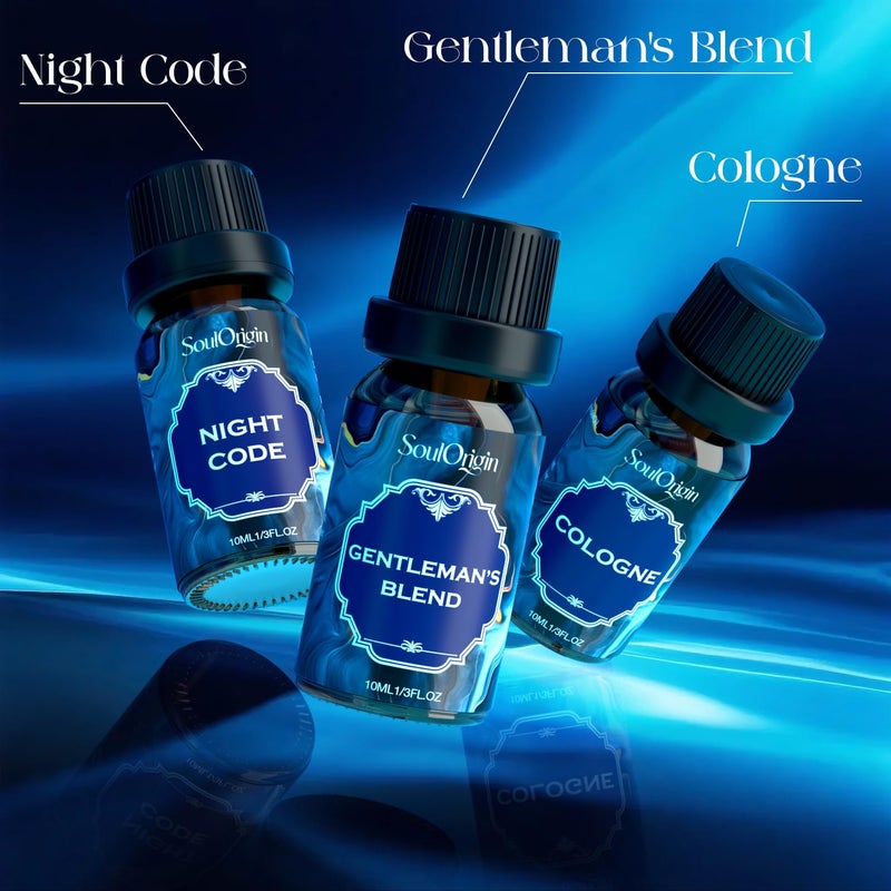 Soulorigin Cologne Fragrance Oils Set, Essential Oil for Diffuser, Men Scent Diffuser Oil, Use for Soap Candle Making, Cologne, Leather&Musk, Revive Blue, Sunlit Wander, Gentleman's Blend, Night Code - Image 3