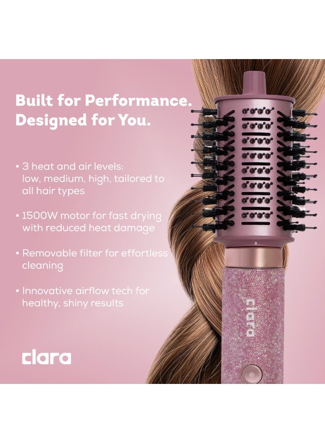 CLARA Multi Styler for All Hair Types 6-in-1 Styling Tool with Auto-Wrap Curlers, Blow Dryer, Round & Oval Brush ? 1500W Ionic Hair Styler for Frizz-Free Waves & Salon Blowouts Diamond Candy - Image 3