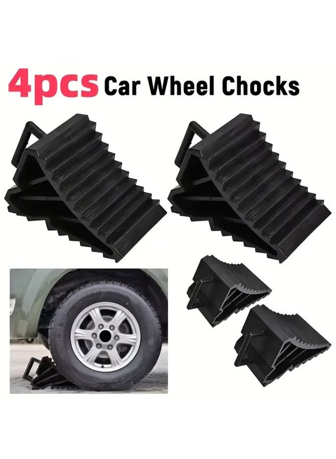 4pcs Heavy Duty Anti Slip Rubber Car Wheel Chocks for Cars Trucks SUVs - Image 2