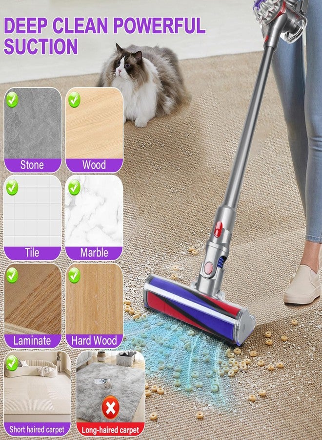 LhhTing Soft Roller Cleaner Head Compatible with Dy Son V10 V11 V15 V8 V7 Cordless Vacuum, Quick Release Fluffy Vacuum Head Replacement Attachments Parts Accessories for Hardwood, Vinyl Floor - Image 5