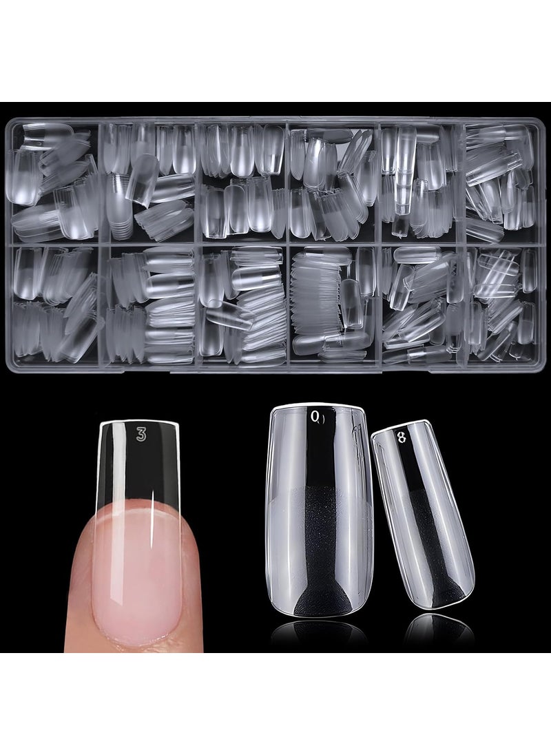 LifexTol - 600pc Medium Square Nail Tips Fake Nails Press on Nails Clear Nail Tip Full Cover False Nails Artificial Fingernail, 12 Size Soft Gel Nail Tips Square for Acrylic Nail Gel Nail Extensions - Image 1
