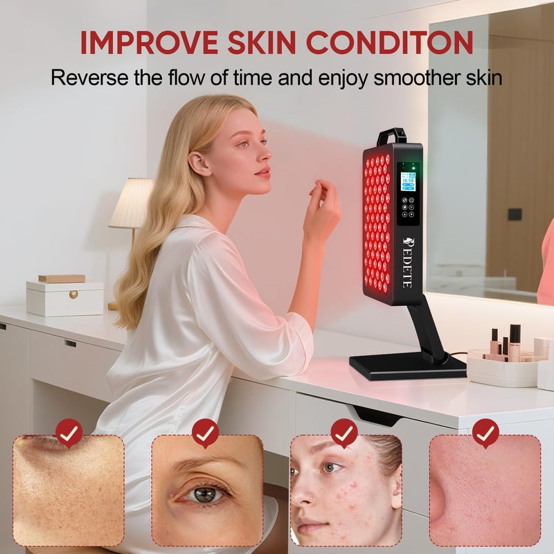 pedete Red Light Therapy for Face and Body, 630nm 660nm 810nm and 850nm Near Infrared Light Therapy Panel, 70 Dual Chip LEDs, High Power LED Light Therapy Device for Skin Care, Sleep, Pain Relief. M70 - Image 2