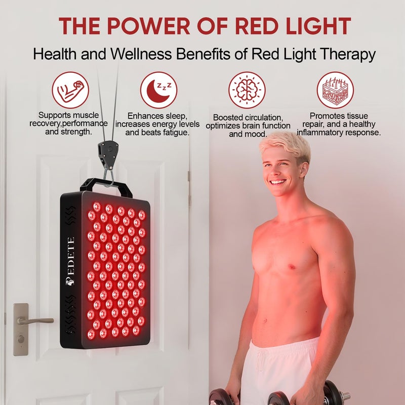 pedete Red Light Therapy for Face and Body, 630nm 660nm 810nm and 850nm Near Infrared Light Therapy Panel, 70 Dual Chip LEDs, High Power LED Light Therapy Device for Skin Care, Sleep, Pain Relief. M70 - Image 3