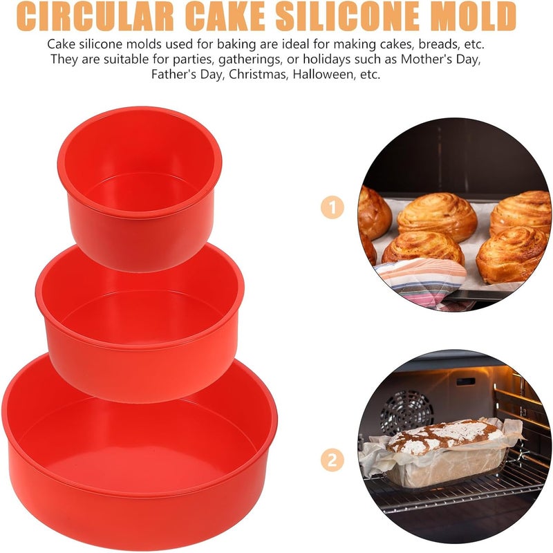 Round Silicone Cake Pans, Flexible Silicone Bakeware Set, Cake Molds for Layer, Cheese, and Chiffon, Suitable for Home and Professional Use - Image 3