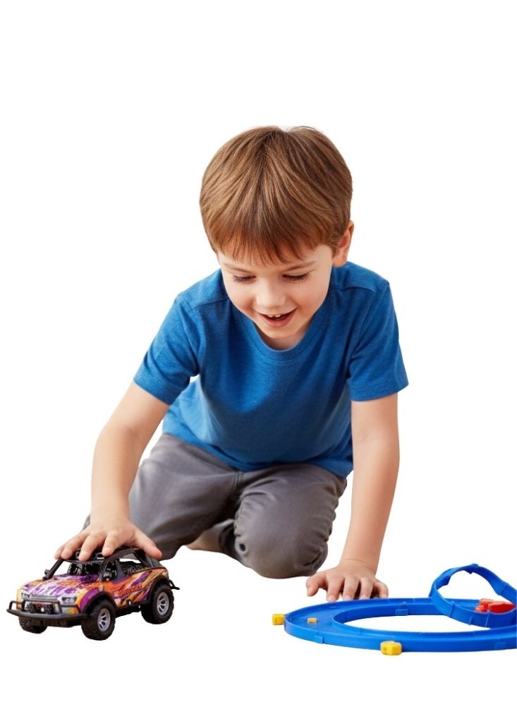 بريميم سيارة سباق عالية السرعة تعمل بالتحكم عن بعد باللونين البرتقالي والبنفسجي - سيارة سباق ملونة تعمل بالتحكم عن بعد مع نظام تعليق قوي - Image 2