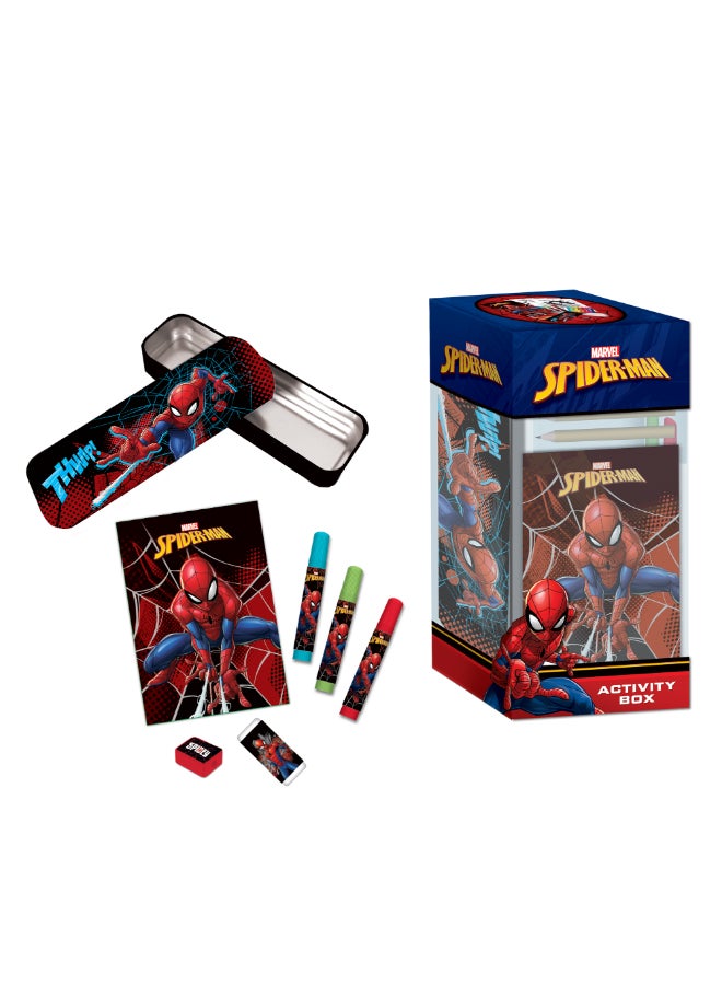 First Kid Spiderman Kids Activity Box with Metal Pencil Case Multicolour 24 x 9.5 x 11 cm FK-SP-2104 - Image 3