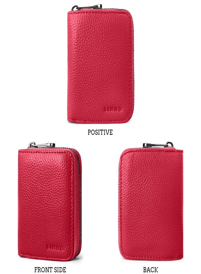 Linno RFID 20 Slots Credit Card Holder Genuine Leather Small Wallet for Women or Men with Zipper - Image 5