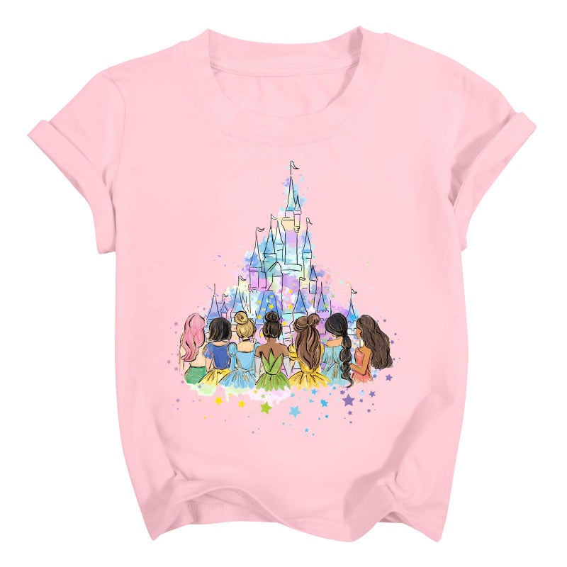 Magical Shirt for Girl: Magic Kingdom Prinecess Tshirt Princess Shirts Youth Girls Cute Tie Dye Family Vacation Trip Tee Pink