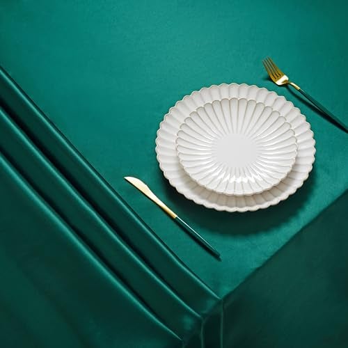 Counfeisly 1 Pack Satin Table Cover Silkly Soft Table Cloth, Satin Dining Table Cloths for Wedding Banquet Table Decoration, Dining Room, Indoor and Outdoor Use, 60 x 102 Inches, Blackish Green - Image 3