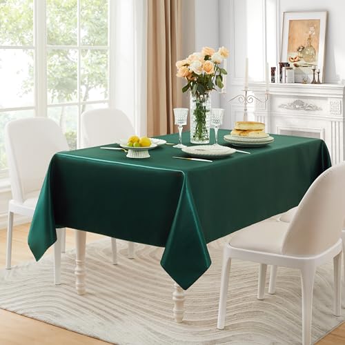 Counfeisly 1 Pack Satin Table Cover Silkly Soft Table Cloth, Satin Dining Table Cloths for Wedding Banquet Table Decoration, Dining Room, Indoor and Outdoor Use, 60 x 102 Inches, Blackish Green - Image 5