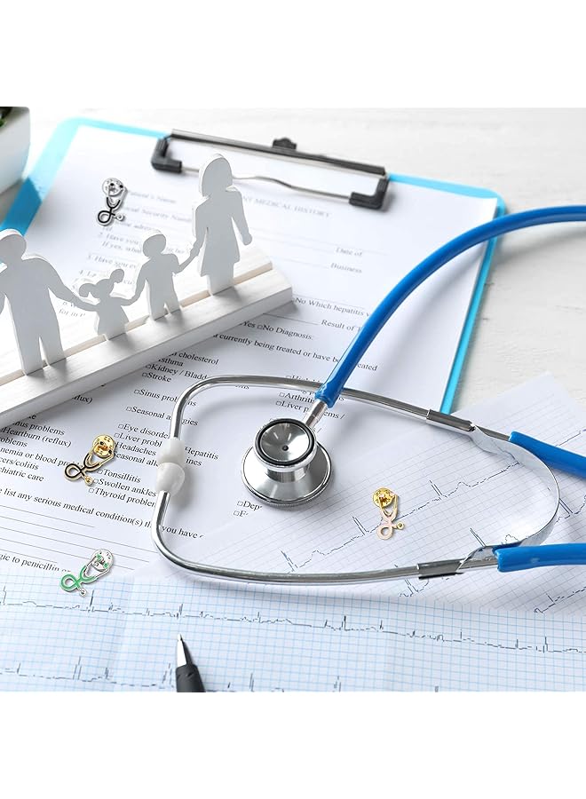 erorex Stethoscope Brooch Pins Doctor Nurse Stethoscope Enamel Lapel Pin Which Suitable For Medical Students Clothing Bags Women Men Children As A Gift 10Pcs - Image 5