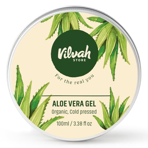 vilvah STORE Aloe Vera Gel with 99% Pure Natural Aloe Vera for Face, Styling Gel for Hair, Skin Moisturizer, Hydrates and Soothes with Vitamin E and No Paraben, 100g (Pack of 1) - Image 1