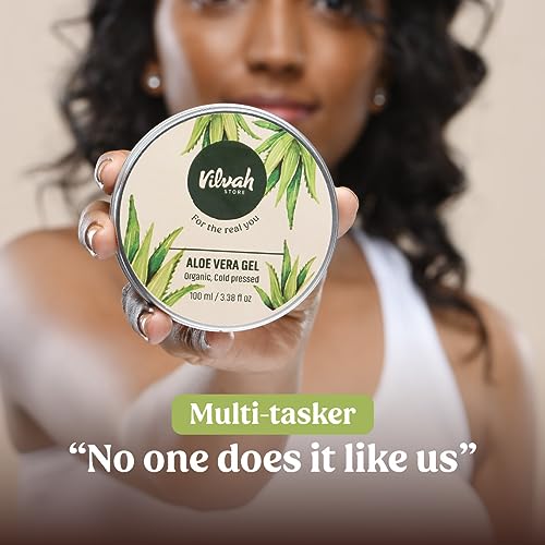 vilvah STORE Aloe Vera Gel with 99% Pure Natural Aloe Vera for Face, Styling Gel for Hair, Skin Moisturizer, Hydrates and Soothes with Vitamin E and No Paraben, 100g (Pack of 1) - Image 2