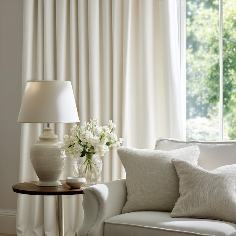 Drapenova Cream Velvet Pinch Pleated Curtains 84 Inches Long for Living Room Bedroom Modern Elegant Soft Velvet Drapes with Hooks White Room Darkening Thermal WindowTreatments W40 x L84, 2 Panels Set - Image 2