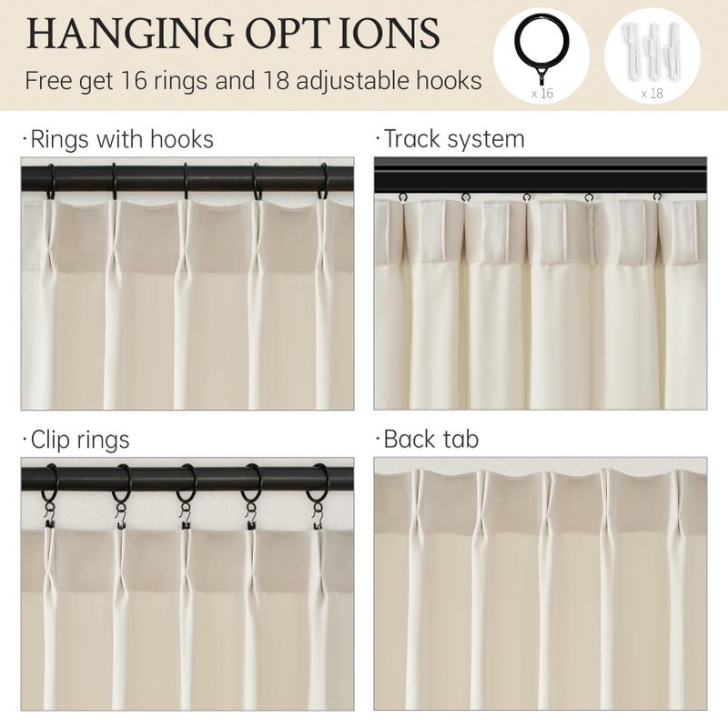 Drapenova Cream Velvet Pinch Pleated Curtains 84 Inches Long for Living Room Bedroom Modern Elegant Soft Velvet Drapes with Hooks White Room Darkening Thermal WindowTreatments W40 x L84, 2 Panels Set - Image 4