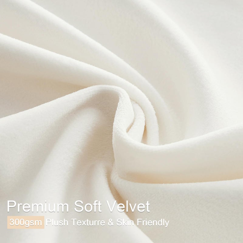 Drapenova Cream Velvet Pinch Pleated Curtains 84 Inches Long for Living Room Bedroom Modern Elegant Soft Velvet Drapes with Hooks White Room Darkening Thermal WindowTreatments W40 x L84, 2 Panels Set - Image 3
