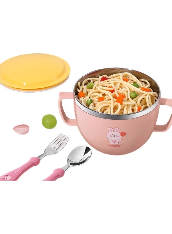 Dipple Dipuer 316 Stainless Steel Soup Bowl, Children'S Rice Bowl, Student Lunch Box, Elementary School-Specific Soup Bowl, Small Rabbit Bowl, 650Ml - Image 3