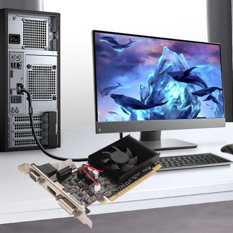 بطاقة رسومات GT610 2GB مستقلة 64 بت مع منفذ VGA و DVI و PCI Express X16 1.1 لأجهزة الكمبيوتر المكتبية للألعاب - Image 2