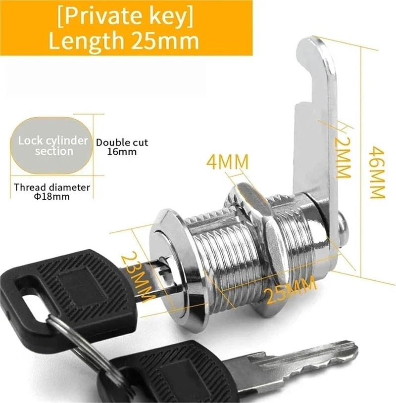 Cabinet Locks 5 Set Security Cam Lock Metal Cylinder with 2 Keys for Mailbox File Cabinet Furniture Hardware Color 3 - Image 3