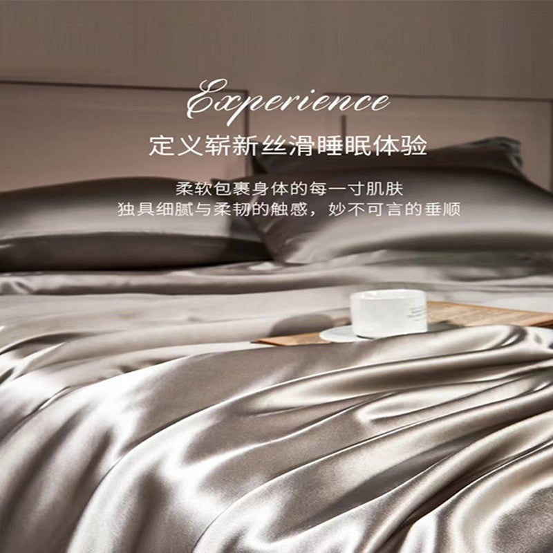 Light Luxury Bed Washed Silk Four-Piece Ice Silk Bed Sheet Quilt Cover Tencel Satin Silky Bedding - Image 5