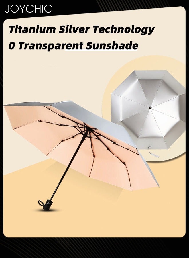 Joychic مظلة سفر مزدوجة الطلاء من التيتانيوم الفضي مضادة للأشعة فوق البنفسجية، فضية/برتقالية - Image 3